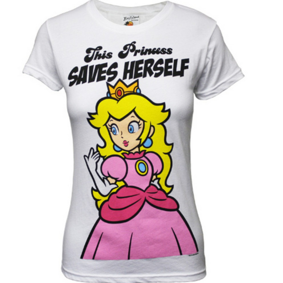 Tops - "This Princess Saves Herself" Princess Peach Tee